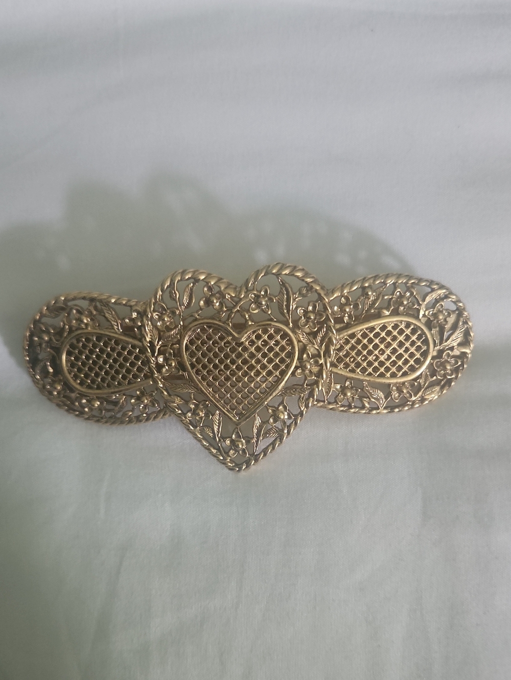 Gold Filigree Heart Hair Barrette